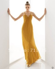 Graceful Simple Elegant Tank Camisole Beaded Strap Round Scoop Neck Pleated A-Line Floor-Length Satin Chiffon Evening Dresses