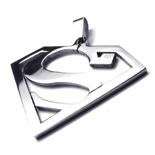 Free Shipping Fashion Jewelry Superman Logo Shaped S Pendant 316L Stainless Steel Necklaces Mens Necklaces 18659