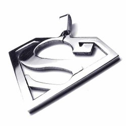 Free Shipping Fashion Jewelry Superman Logo-Shaped S Pendant 316L Stainless Steel Necklaces Mens Necklaces 18659(China (Mainland))