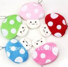 Korean cartoon mushroom purse cute women’s small  plush coins bag package pendant  Free Shipping