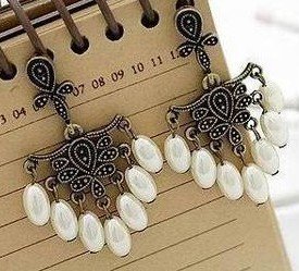 New Arrival, Hot Sale, F3056 palace pearl tassel lady Drop Earring Girl earring Bohemian Vintage Woman earring Free Ship(China (Mainland))
