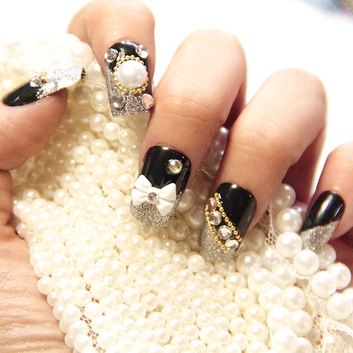 mantom, woman nail art Long design false nail glue jewelry series patch