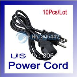 10Pcs/Lot Universal Supply 3-Prong Cable Adapter AC Power Cord US Plug Free Shipping 012(China (Mainland))