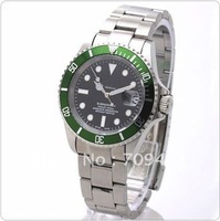 Eternal Time Mens Automatic Watch SS Green Bez Black Dial Wristwatch