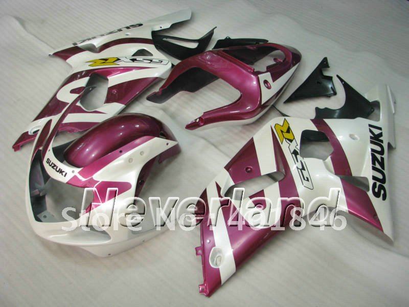 Suzuki gsxr 600/750 2001 2002 2003 rosa/blanco carenados racing para gsx-r600 r750 01-03 piezas de la motocicleta carenado de reemplazo