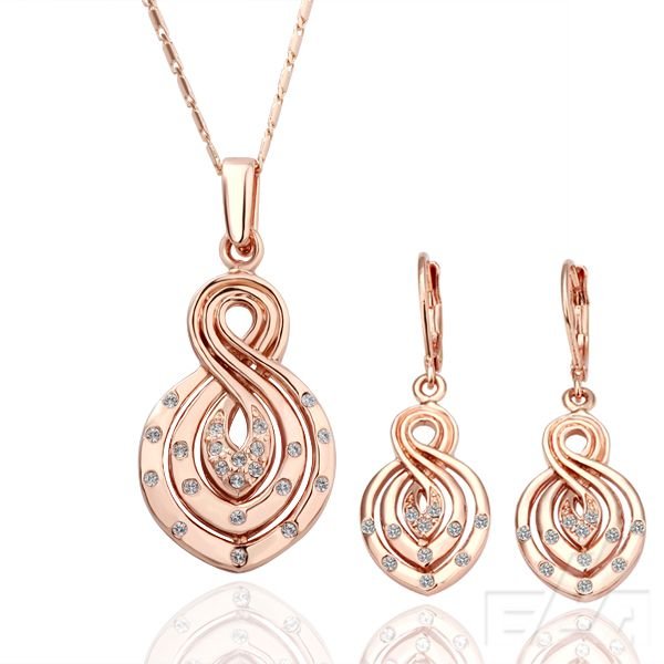 18 K gold Jewelry Sets, Crystal Pendant Necklace and drop Earrings ...