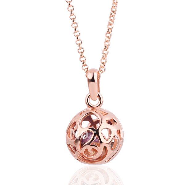 ... women,rose gold plated crystal ball shaped pendant necklace jewelry