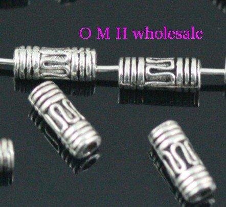 OMH wholesale Free ship 50pcs tibetan silver tube spacer beads Jewelry metal beads 8X3mm ZL135