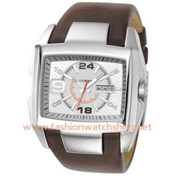 New Stainless Steel Case Wide Cuff Leather Strap Quartz Watch DZ1273 Fashion Pop(China (Mainland))