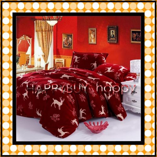 Christmas deer pattern 4pcs CORAL FLEECE Adult Soft Bedding Set hotsale Gift ... Christmas deer pattern 4pcs CORAL FLEECE Adult Soft Bedding Set hotsale Gift ...