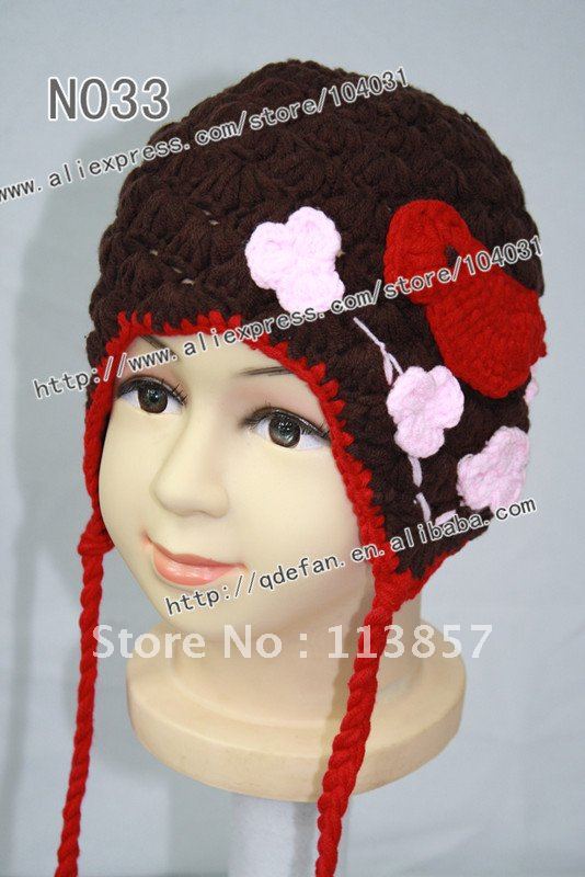 HOT ! Free shipping (5/lot )100% cotton knitted beanie patterns hat and cap b...