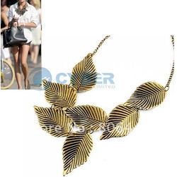 Free Shipping Exaggerated Characteristic Vintage Personality Leave Necklace Coat Chain(China (Mainland))