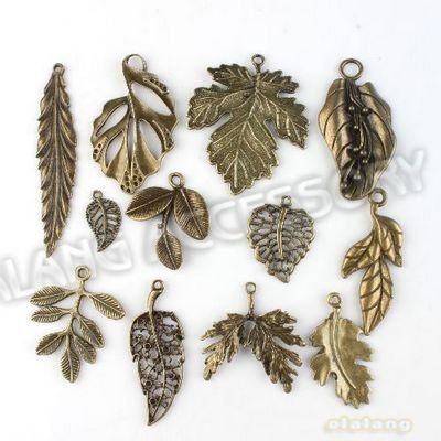 New Arrival 72pcs lot Mixed Leaf Charms Antique Bronze Plated Alloy Pendant Jewelry Findings 142740