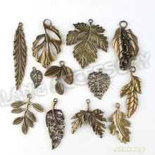 New Arrival 72pcs/lot Mixed Leaf Charms Antique Bronze Plated Alloy Pendant Jewelry Findings 142740