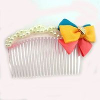 20pcs/lot Free Shipping Pearl Ribbon Bow Hair Combs. Woman Fashion Hair Combs Clips