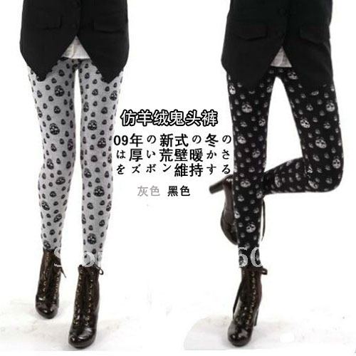 Free shipping hot skull was thin Leggings Ladies clothing black and gray(China (Mainland))