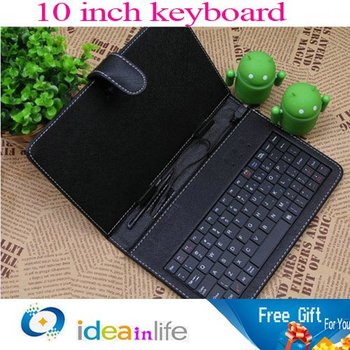 free shipping 10 inch tablet Leather case with USB keyboard for tablet PC
