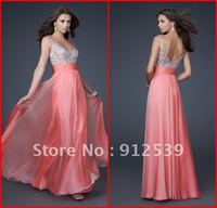 2013 Top selling sexy Empire Prom Dress Beaded Strap Chiffon lady Cheap Evening dresses Evening gown