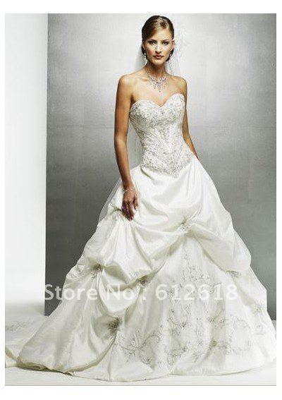 2014 New Popular Ball GownSweetheart Princess Appliques Satin Wedding Dresses Gowns