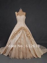 2012 Hot Popular Sweetheart Flowers Beading Appliques Bll Gown Lace Satin Wedding Dresses/Gowns