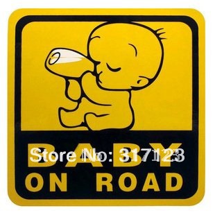 50PCS/LOT)Wholesale Reflective BABY ON ROAD Funny Car Decals Stickers ...