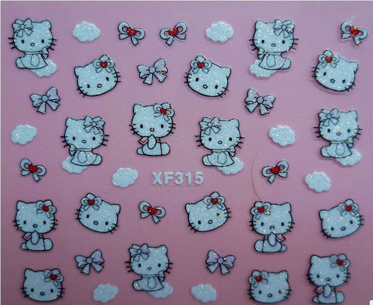 Freeshipping-NEW 24 styles 3D nail sticker Decal Hello Kitty designs Nail