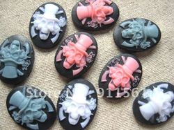 Free shipping CHEAP 21pcs mixed 3color Flatback Resin Skull Cabochon for Jewelry / Mobile Phone DIY Accessory Wholesale(China (Mainland))