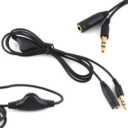 1Pcs/lot New 3.5mm M/F 1M Stereo Headphone Audio Extension Cord Cable with Volume Control [8695|01|01](China (Mainland))
