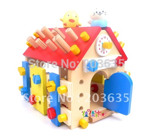 free-shipping-Mother-garden-wooden-toy-wooden-screw-villa-model 