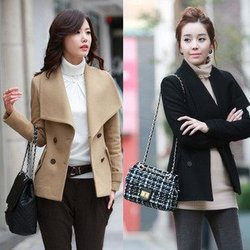 [A05] 2012 WOMEN WOOLEN COAT,WOMEN'S FASHION DOUBLE BREASTED JACKET,WINTER JACKET,OUTERWEAR 2 COLORS FREE SHIPPING(China (Mainland))