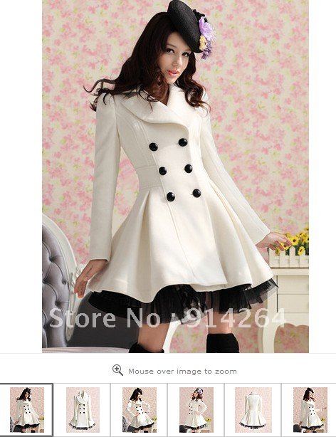 Hot Women White Trench Coat Jacket Dress Parka Slim Fit Peacoat Outwear 4 size xs s m l xl for you choose /free shipping(China (Mainland))