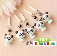 Free Shipping/Cute cartoon panda series Dustproof ear hole cap / for 3G 4G with 3.5mm plug cap/Wholesale