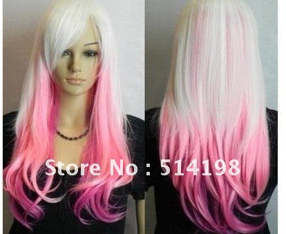 Pink Party Dress on Pink Long Cosplay Party Wig Health Hair Women S Long Curly Fancy Dress