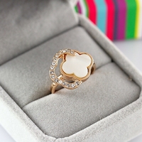 Wholesale 18K Rose Gold Plated Acrylic  Index Finger Ring for Sale, Free Shipping Lucky Clover Ring for Christmas Gift