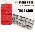 3D stone cases for iphone4/4s, block crystal bling case cover, 1pcs/lot free ship