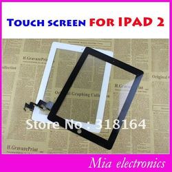 Free express shipping 10pcs/lot For iPad 2 Touch Screen panel Digitizer with Home Button Assembly black/white colour(China (Mainland))