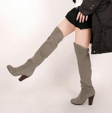 Black Patent Leather Flat High Leg Boots
