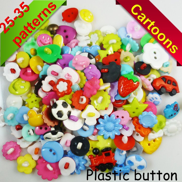 150PCS mixed color MIXED PATTERN plastic cartoons cloth buttons jewelry accessory P 029