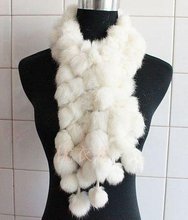 Women';s Fur Scarves 100% Fur Ball velvet Rabbit Long style Woman Winter 2012 white Scarves(China (Mainland))