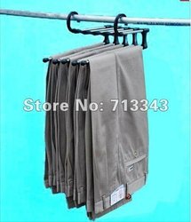 Free shipping plastic Magic trousers hanger/rack multifunction pants closet hanger/rack 5 in one(China (Mainland))