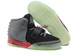 Free Shipping Wholesale Famous Trainers Kanye West Air Yeezy 2 Glow In The Dark Men's Basketball Shoes (Black / Pavement grey)(China (Mainland))