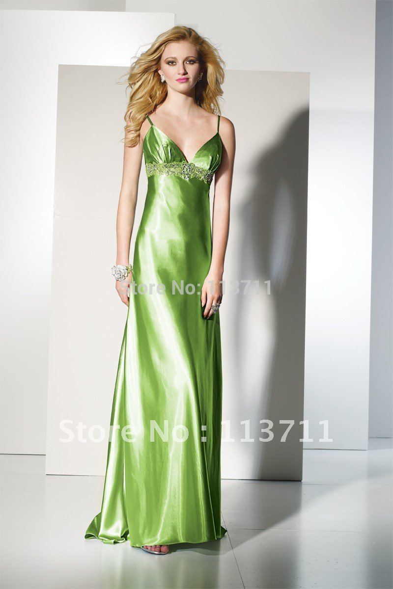 2012 Styles Elegant ombre long gown spaghetti straps sweep apple prom ...