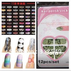 Free shipping 20x 12pcs/set 122designs available New Trendy Nail Polish strips supper thin Nail polish wrap(China (Mainland))