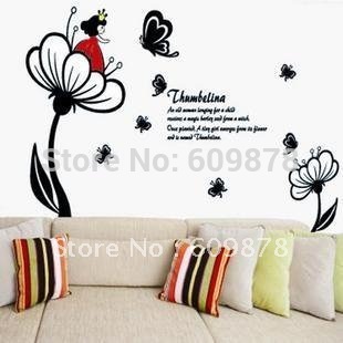 Living Room Wall Decoration on Shipping Flower Removable Home Art Wall Decal Stickers Vinyl In Wall