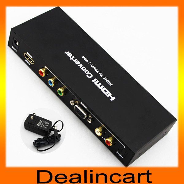 Free Shipping HDMI to VGA / YPbPr RGB Optical Audio RCA Video Component Converter Adapter