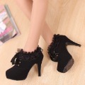 Free shipping 1pair/lot sweet lace lacing  high-heeled boots  /ankle boots
