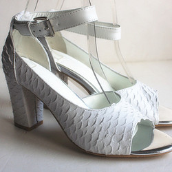 3.1phillip lim thick heel fish leather genuine leather harness bandage open toe sandals(China (Mainland))