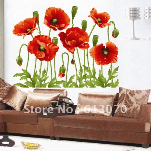 Removable Wallpaper on Wall Flower Sticker Removable Multiple