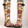 2012 fashion rose skull rain boots rainboots water shoes