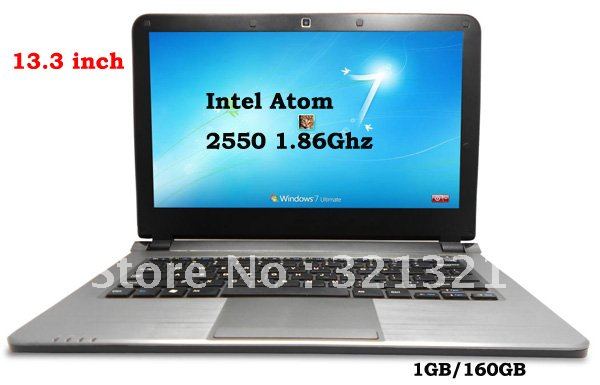 DHL Free 13 3 inch Laptop PC Notebook Windows 7 OS WIFI Webcam INTEL ATOM Dual